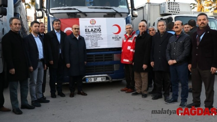 Adana'dan Elazığ'a gönderilen yardım tırları yola çıktı