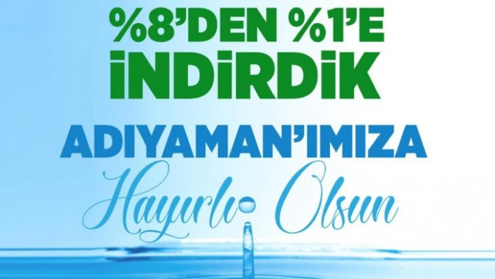 Adıyaman Belediyesi su da KDV indirimine gitti