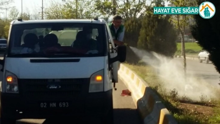 Adıyaman Belediyesi yabani otları imha ediyor