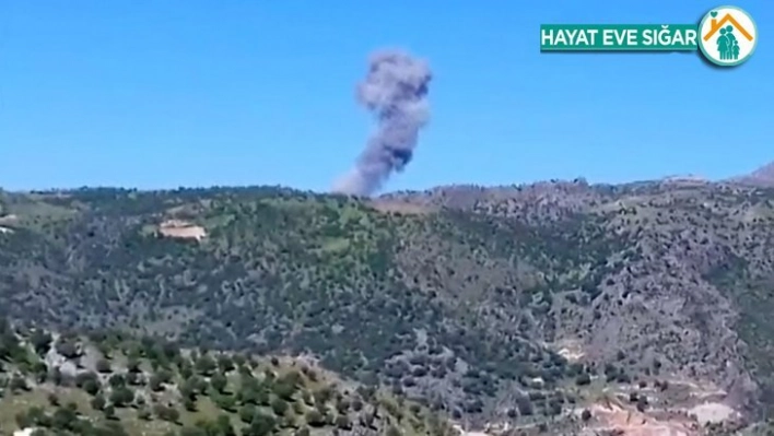 Adıyaman'daki operasyonda teröristlerin bombalandığı anlar kamerada