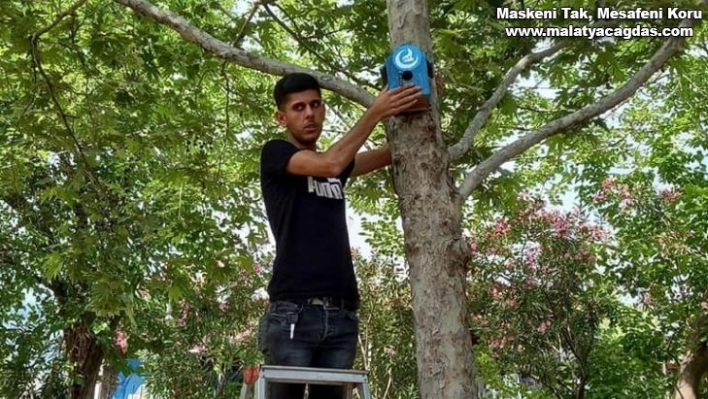 Ağaçlara kuş yuvası astılar