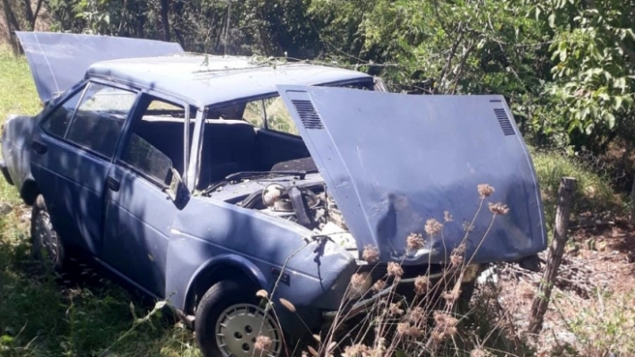 Ağaçlık alana uçan otomobilin sürücüsü yaralandı