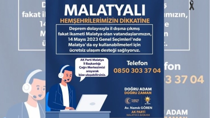 AK Parti'den Malatya'ya gelecek seçmenlere ücretsiz ulaşım desteği