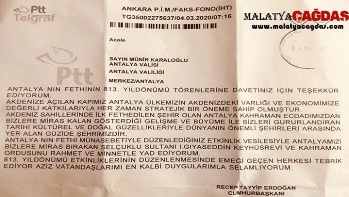 Antalya'nın Fethi'nin 813. Yıl Dönümünü kutlama