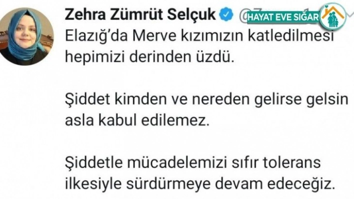 Bakan Zehra Zümrüt Selçuk:'Şiddet kimden ve nereden gelirse gelsin asla kabul edilemez'