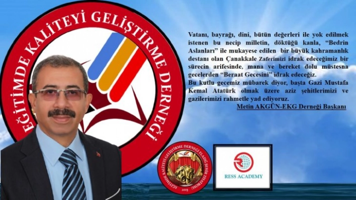 Başkan Akgün'ün, Berat Kandili ve Çanakkale Zaferi Mesajı