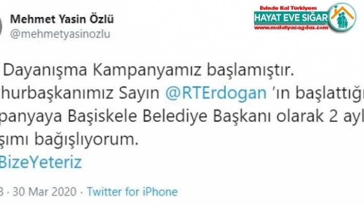 Başkan Özlü ve Bıyık ikişer maaşını bağışladı