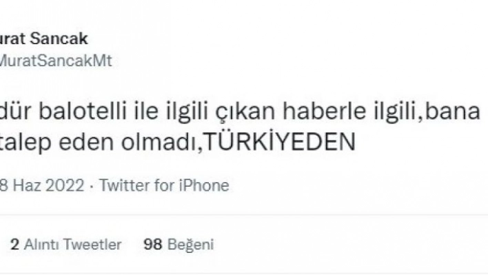 Başkan Sancak'tan Balotelli açıklaması