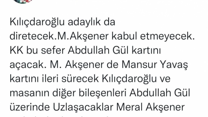 Başkan Sayan, 'Kılıçdaroğlu adaylıkta diretecek, Akşener masayı devirecek'