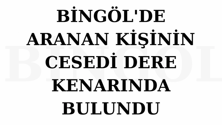 Bingöl'de aranan kişinin cesedi dere kenarında bulundu