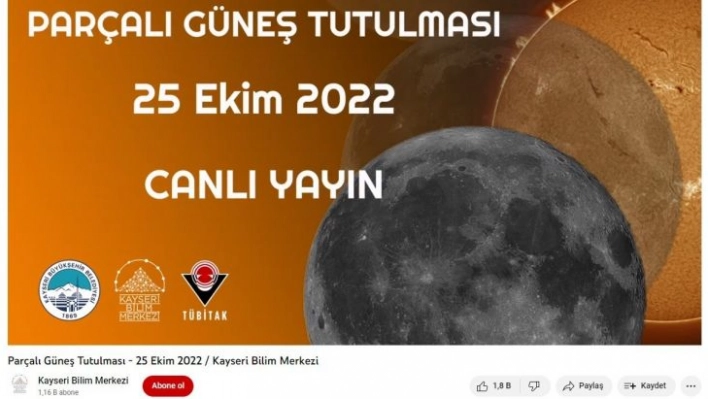 Büyükşehir'in parçalı güneş tutulması canlı yayınını 202 bin kişi izledi