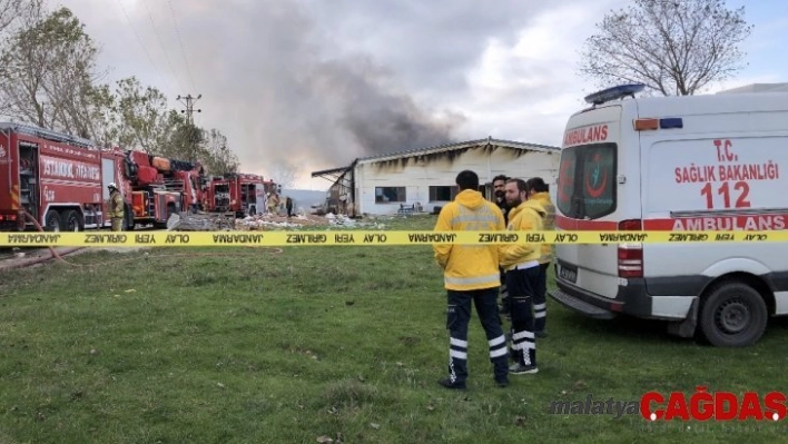 Çatalca'da korkutan fabrika yangını havadan görüntülendi