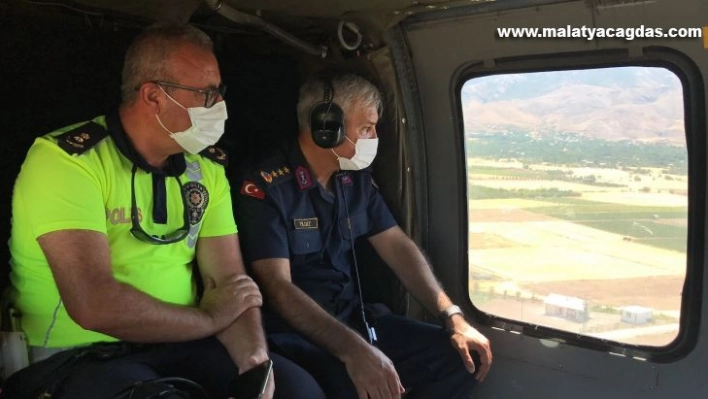 Elazığ'da helikopter destekli trafik denetimi