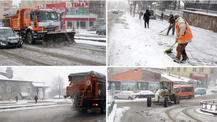 Erzurum'da 'kar timleri' iş başında