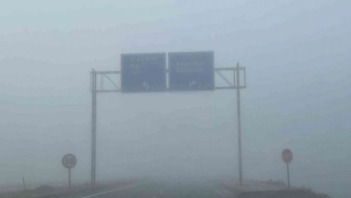 Erzurum'da etkili olan yoğun sis sürücülere zor anlar yaşattı