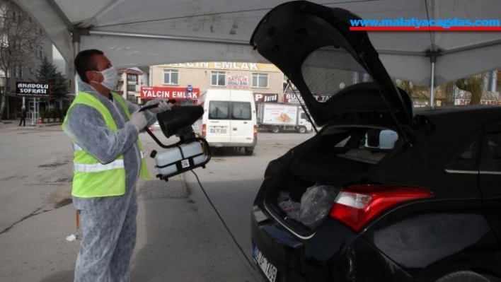 Gölbaşı'nda araçlara korona virüs dezenfektesi