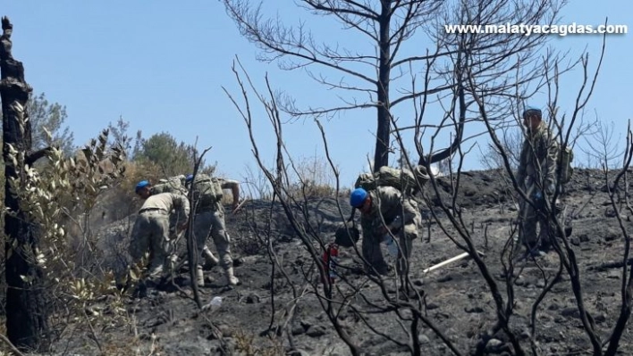 Hatay'da komandolar yangın söndürüyor