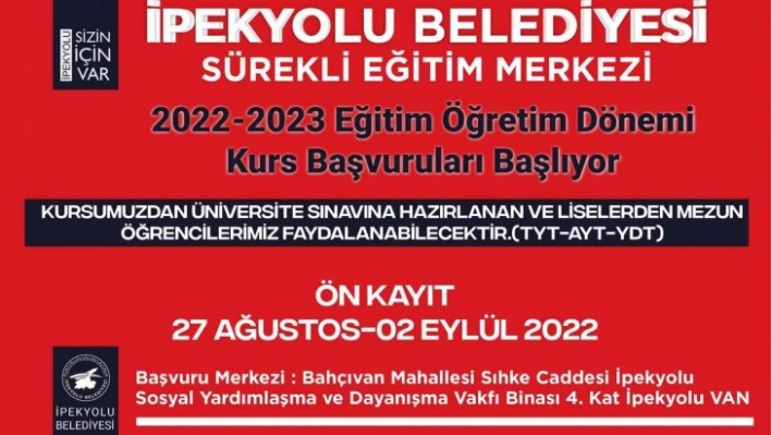 İpekyolu Belediyesinden ücretsiz TYT-AYT-YDT kursları