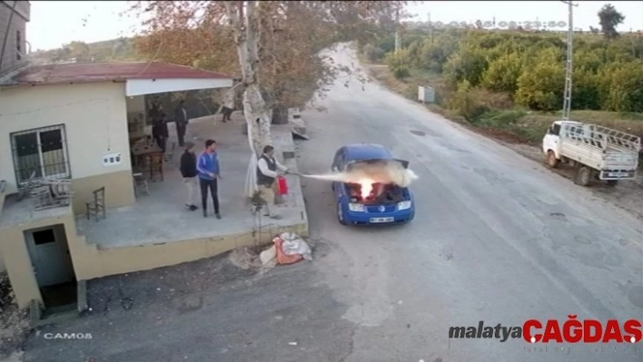 Isınması için çalışır halde bırakılan LPG'li otomobilde yangın