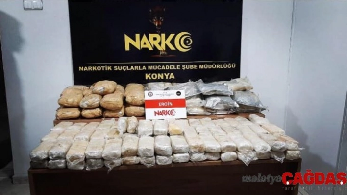 Konya'da 115 kilo 400 gram eroin ele geçirildi