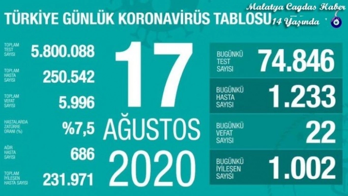 Korona virüsten 22 kişi hayatını kaybetti