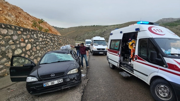 Malatya'da istinat duvarına çarpan otomobildeki 4 kişi yaralandı