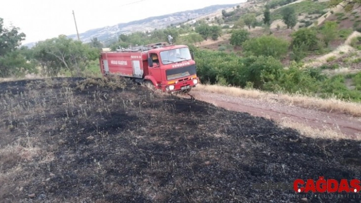 Mangal ateşi otluk alanda yangına neden oldu