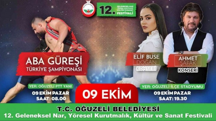 Oğuzeli'nde nar ve kurutmalık festivali başlıyor