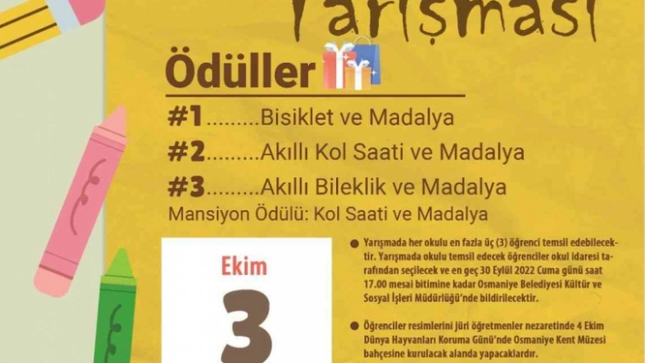 Osmaniye'de 'Hayvan Sevgisi' temalı resim yarışması