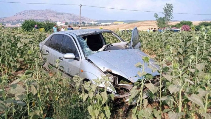 Otomobil ayçiçek tarlasına uçtu: 1 yaralı