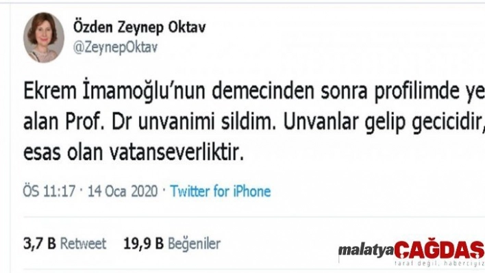 Prof. Dr. Özden Zeynep Oktav, İmamoğlu'na tepki