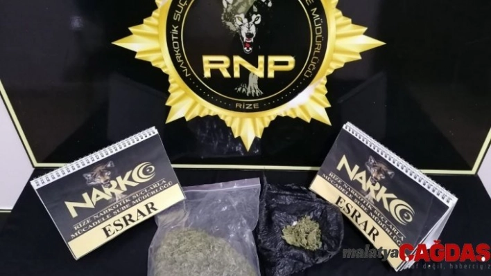 Rize'de 105 gram esrar ele geçirildi