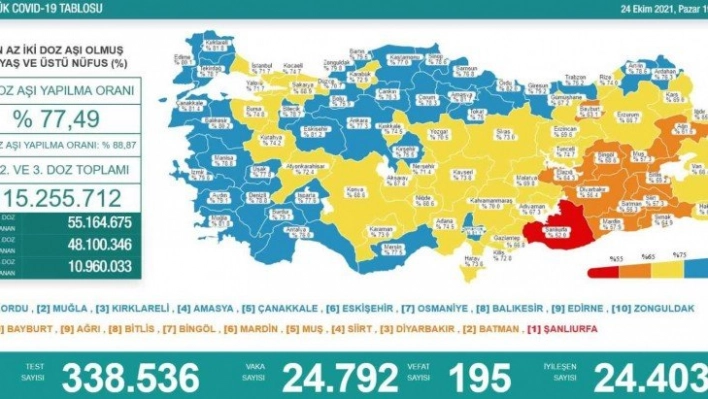 Son 24 saatte korona virüsten 195 kişi hayatını kaybetti