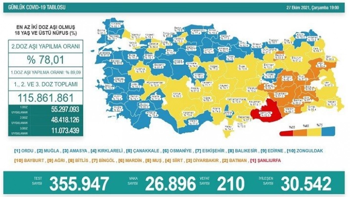 Son 24 saatte korona virüsten 210 kişi hayatını kaybetti