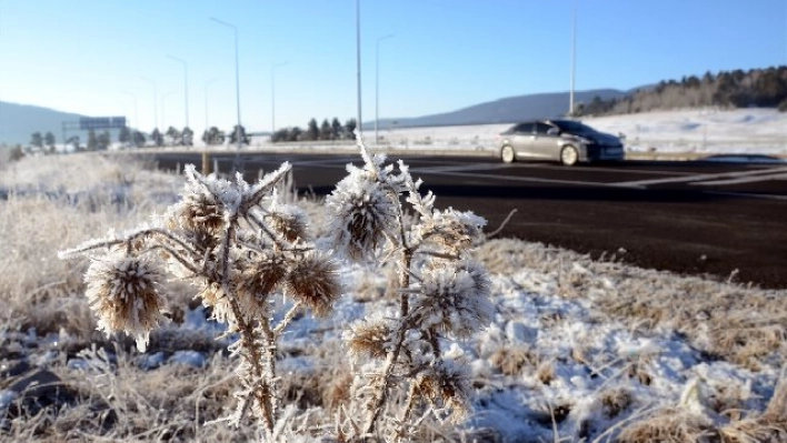 Termometrelerin eksi 22'yi gösterdiği Erzurum gece buz kesti