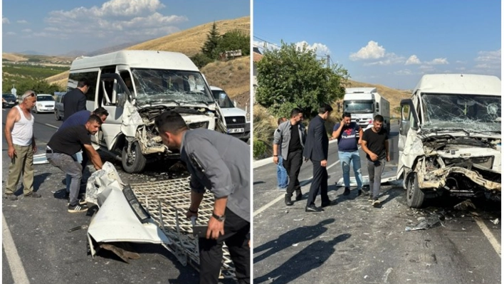 Tr ile minibüs çarpıştı 1 kişi yaralandı