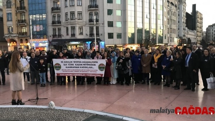 Türk tarihinin ilk kadın mitinginin yüzüncü yılı Taksim'de kutlandı