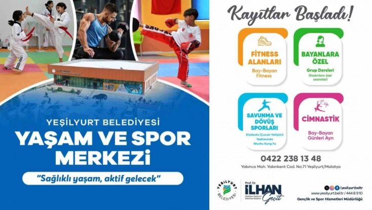 Yeşilyurt Belediyesi Yaşam ve Spor Merkezi'nde kayıtlar başladı