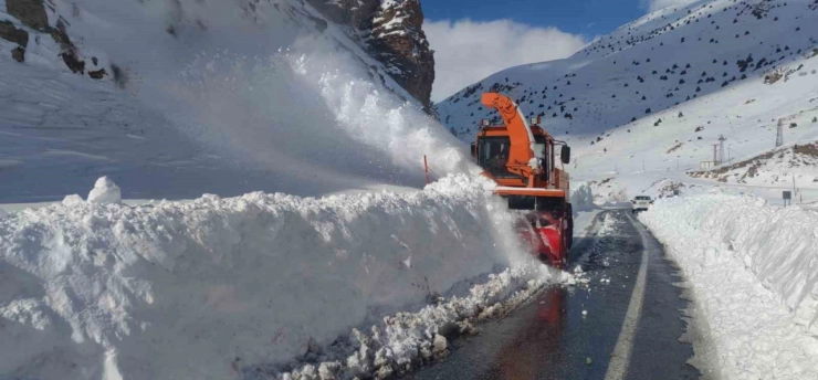 Van-Çatak yoluna düşen çığ temizleniyor