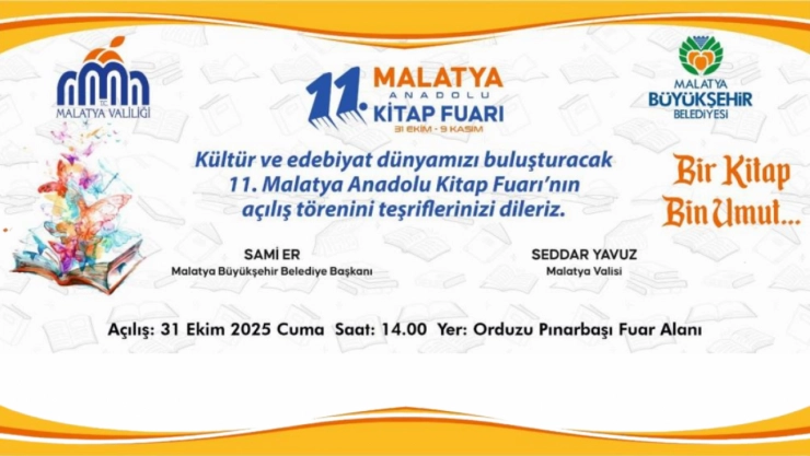 11. Malatya Anadolu Kitap ve Kültür Fuarı açılıyor