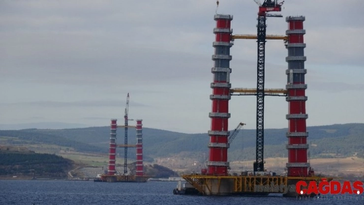 1915 Çanakkale Köprüsü'nün ayakları 110 metre uzunluğa ulaştı