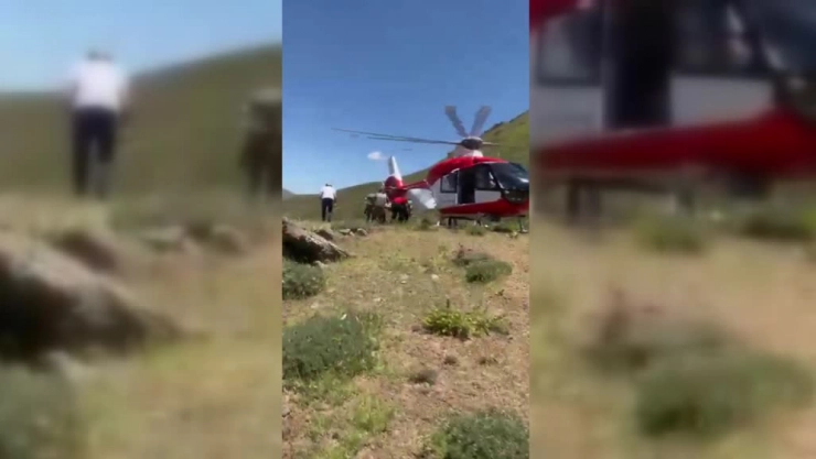 Ambulans Helikopter Zor Koşullarda Yardıma Uçtu