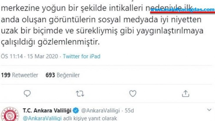 Ankara Valiliğinden yurttaki gözlem görüntüleri hakkında açıklama