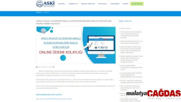 ASKİ'den atık su analizlerine online ödeme
