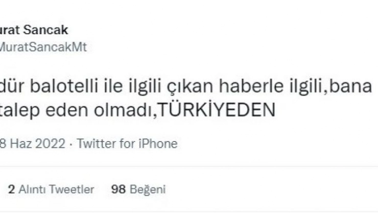Başkan Sancak'tan Balotelli açıklaması