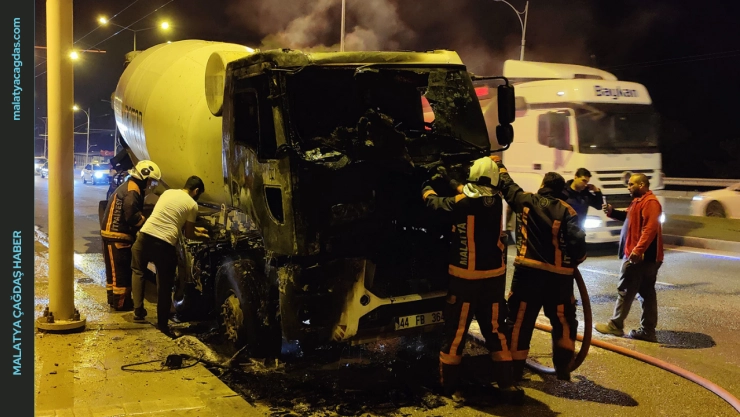 Battalgazi'de Beton Mikseri Yangını: Maddi Hasar Oluştu