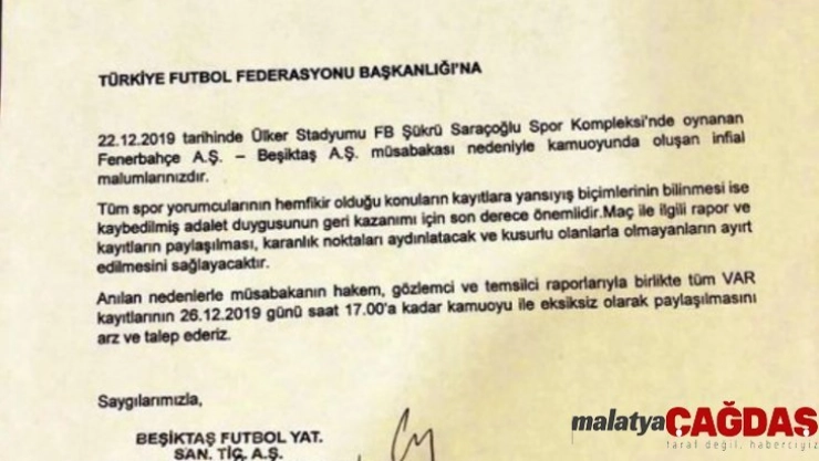 Beşiktaş, VAR kayıtları için TFF'ye başvurdu