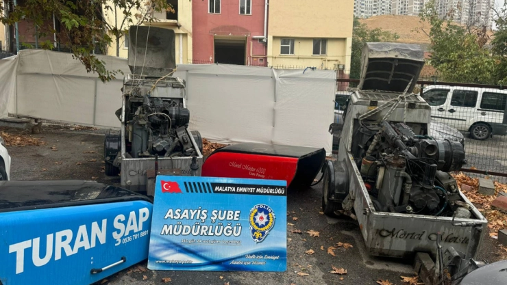 Çalınan şap makineleri bulundu