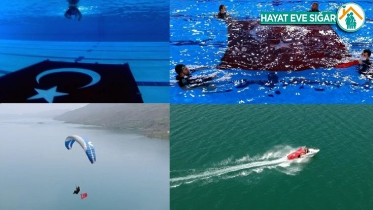 Elazığ'da hava ve suda bayraklı bayram kutlaması