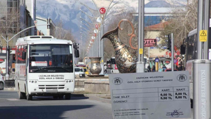 Erzincan'da toplu taşıma ücretlerine zam yapıldı
